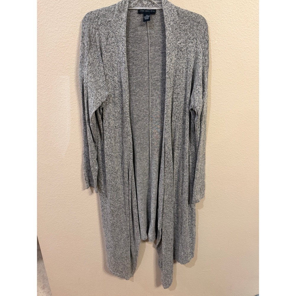 Joan Vass New York Womens Long Duster Cardigan Sweater Gray Marl Knit XL